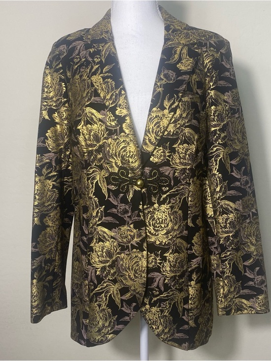 Soft Surroundings Jackets & Blazers - Soft Surroundings Black Blazer with Metallic Gold Floral Brocade